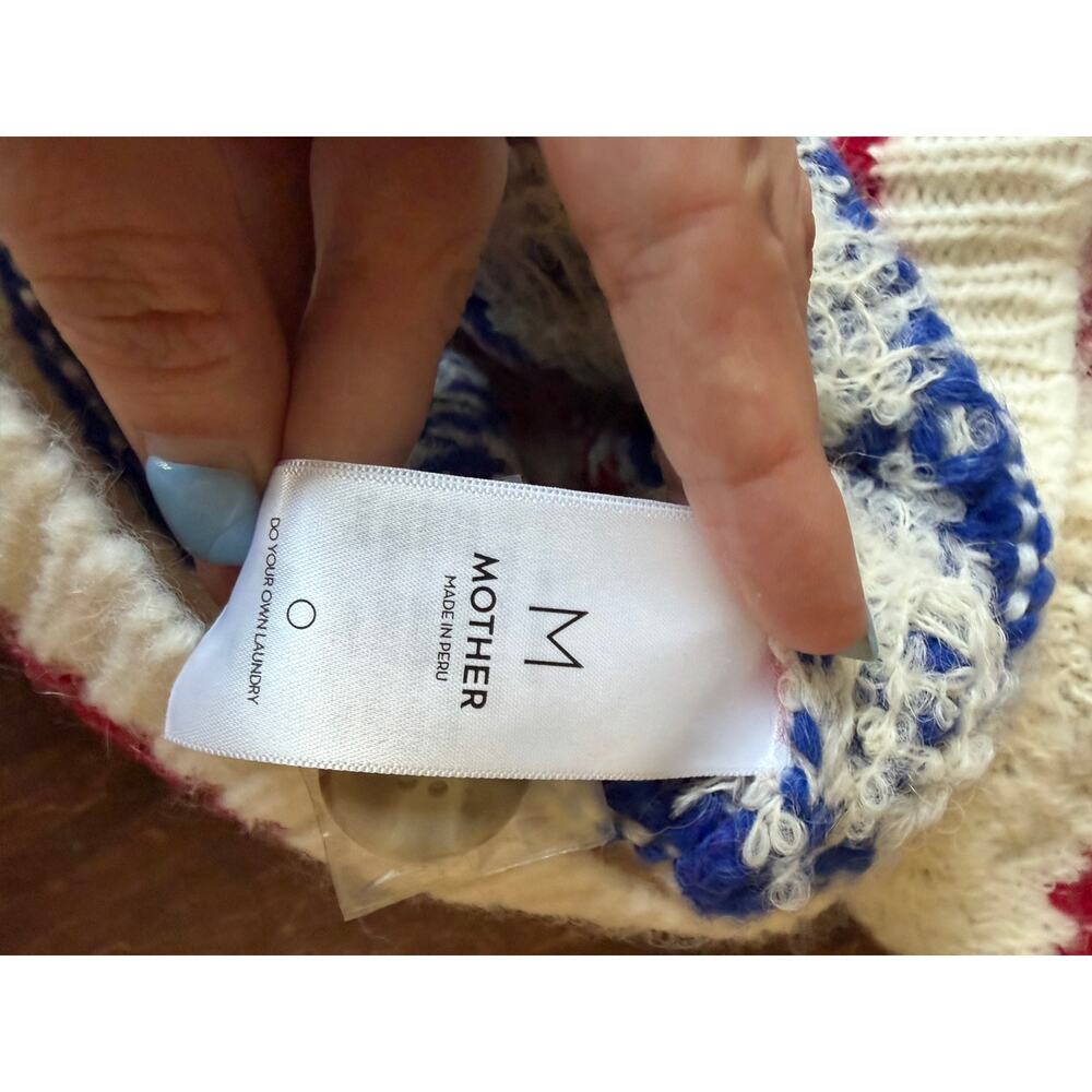 Mother buttoned fair isle alpaca blend pullover medium - Picture 4 of 5